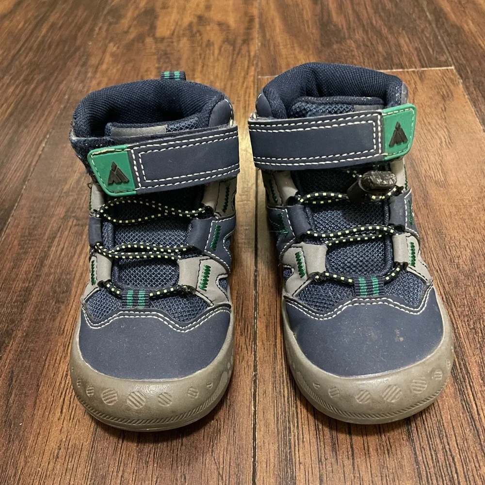Kids Navy & Green Snow/Hiking Boots – Water Resistant | Size Toddler 7.5